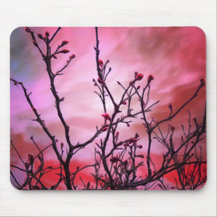 Mousepad Ramificações Escuras Combustos Vermelhos E Céu Fie