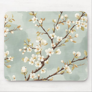 Mousepad Ramo Botânico de Flor Branca Delicada