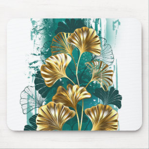 Mousepad Ramo com folhas douradas Ginko Biloba