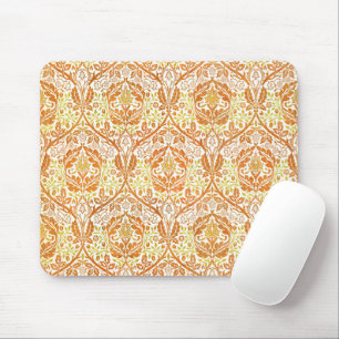 Mousepad Ramo Dourado Floral Arte de William Morris Laranja