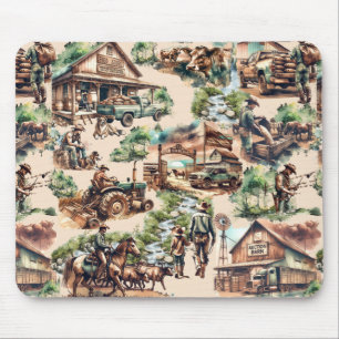 Mousepad Ranch Ocidental ou Cena de Fazenda do País