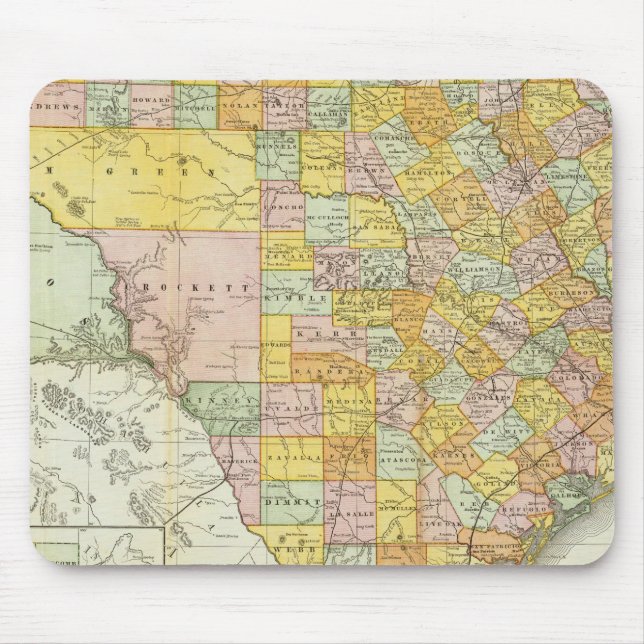 Mousepad Rand McNally Railroad E County Map Do Texas (Frente)