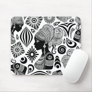 Mousepad Rapariga africana Retrato Tribal Tatuagem
