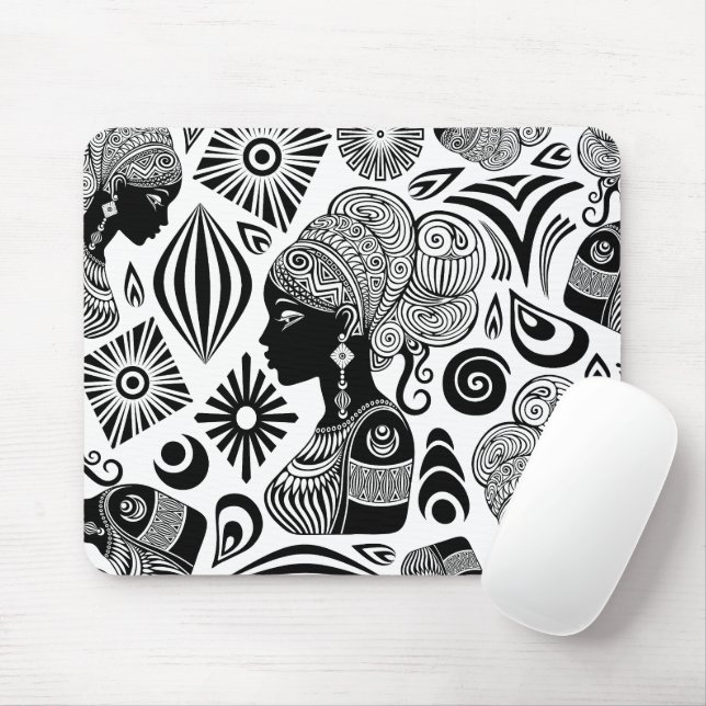 Mousepad Rapariga africana Retrato Tribal Tatuagem (Com mouse)