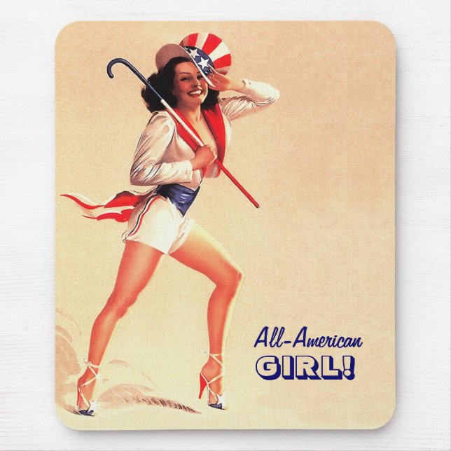 Mousepad Rapariga Americana. Pin-up Retroativo (Frente)