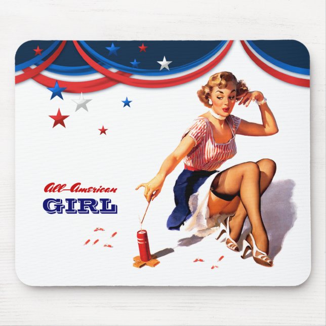 Mousepad Rapariga Americana. Vintage Pin-up (Frente)