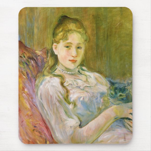 Mousepad Rapariga com um Gato (por Berthe Morisot) (Frente)