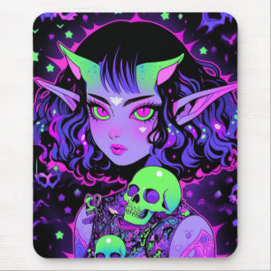 Mousepad Rapariga de Elf Alienígena Verde e Roxa