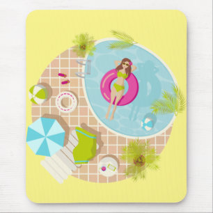 Mousepad Rapariga de natação na praia de verão de biquíni