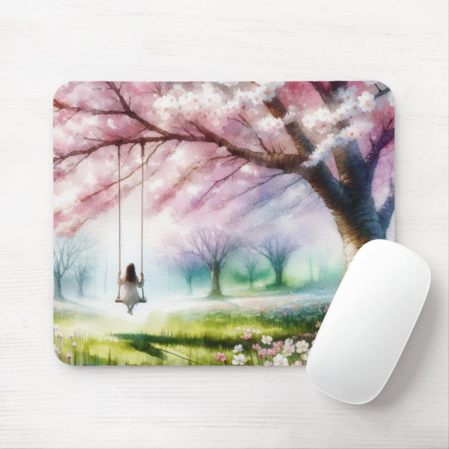 Mousepad Rapariga em Balança de Cereja (Com mouse)