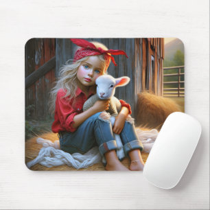 Mousepad Rapariga Jovem Com Lâmpada Recém-Nascida