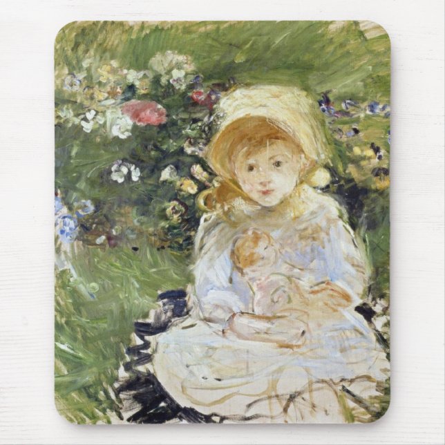 Mousepad Rapariga jovem com uma boneca (por Berthe Morisot) (Frente)