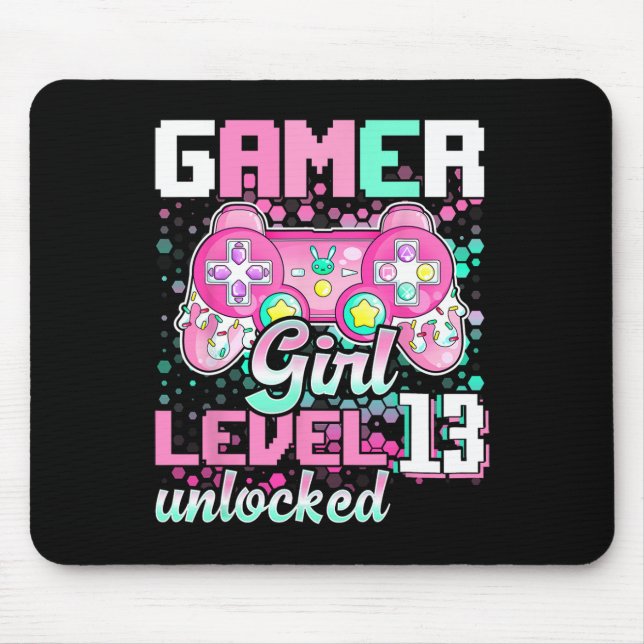 Mousepad Rapariga Nível 13 13 De Jogo De Vídeo Desbloqueado (Frente)