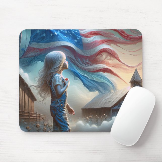 Mousepad Rapariga Patriótica No Campo De Algodão (Com mouse)