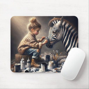 Mousepad Rapariga pintando tiras em zebra