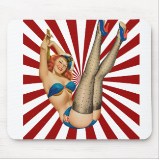 Mousepad Rapariga Vermelha Pin-up Retro Sunset
