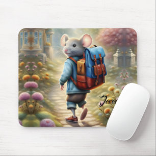 Mousepad Rapaz bonito do rato a caminho da escola, personal