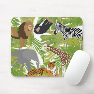 Mousepad Rapaz Safari dos Animais Selvagens Rapariga