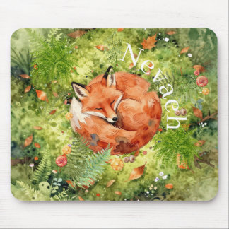 Mousepad Raposa Adormecida Caprichosa | Ilustração Florest