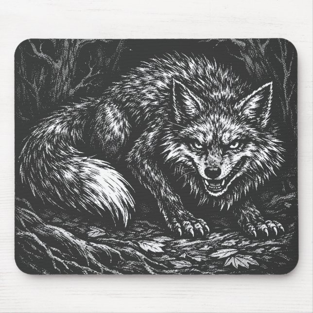 Mousepad Raposa Astuta da Floresta — por BurnsInHell (Frente)