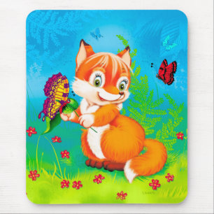 Mousepad raposa e borboleta