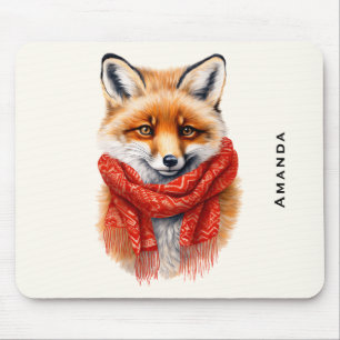 Mousepad Raposa Fofa com um Lenço Vermelho Imagem de Outono