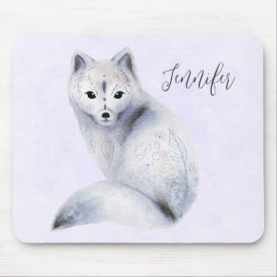 Mousepad Raposa Nórdica Cuta com Marcações Florais
