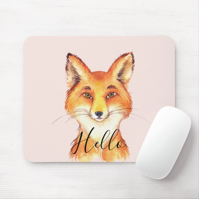 Mousepad Raposa Olá Vermelho (Com mouse)