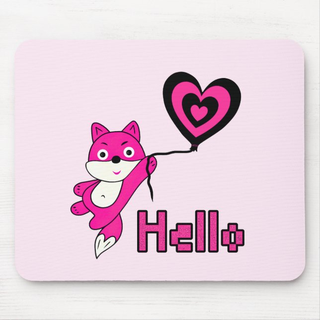 Mousepad Raposa rosa com coração (Frente)