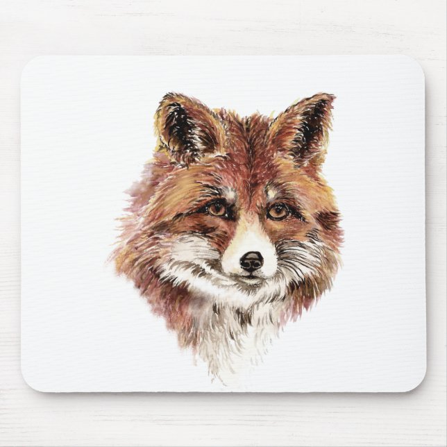 Mousepad Raposa Vermelha Cura, Aquarela Natureza, Vida Selv (Frente)