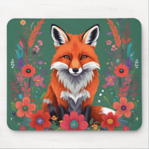 Mousepad Raposa vermelha e flores