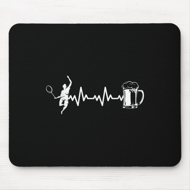 Mousepad Raquete de Badminton - Coração Batendo Ekg Badmint (Frente)