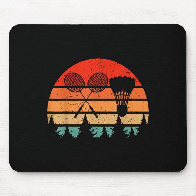 Mousepad Raquete de Badminton Retro Peteca Placa Divertida  (Frente)