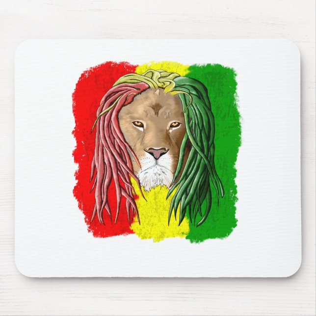 Mousepad Rasta Lion Jamaican Reggae Flag (Frente)