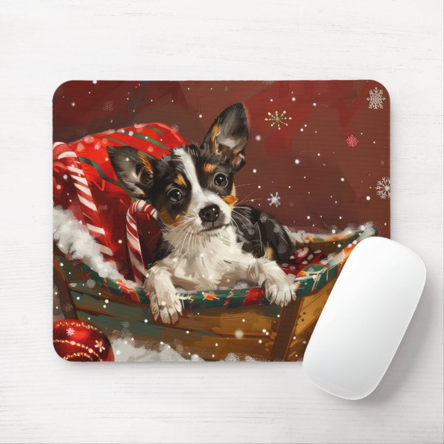 Mousepad Rat Terrier Cog Natal Festivo (Com mouse)