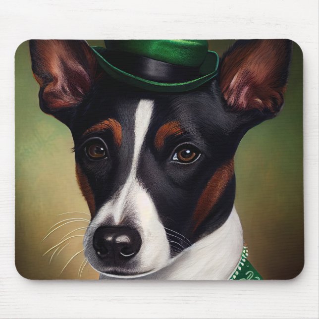 Mousepad Rat Terrier Dog na Rua. (Frente)