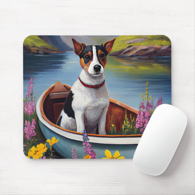 Mousepad Rat Terrier em um remo: Uma aventura cênica (Com mouse)