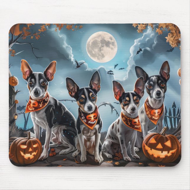 Mousepad Rat Terrier Halloween Assustador  (Frente)