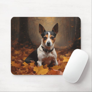 Mousepad Rat Terrier nas Folhas de Outono Caem Inspiração