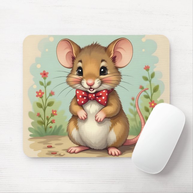 Mousepad Ratinho fofo e adorável com gravata (Com mouse)
