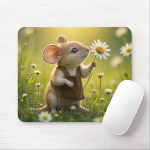 Mousepad Rato Bonito Com Margarida Branca