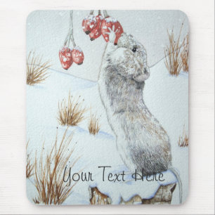 Mousepad Rato bonito e arte vermelha dos animais selvagens