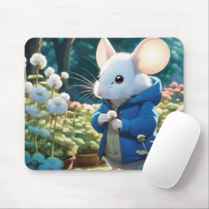 Mousepad Rato Branco No Jardim