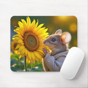 Mousepad Rato cheirando girassol