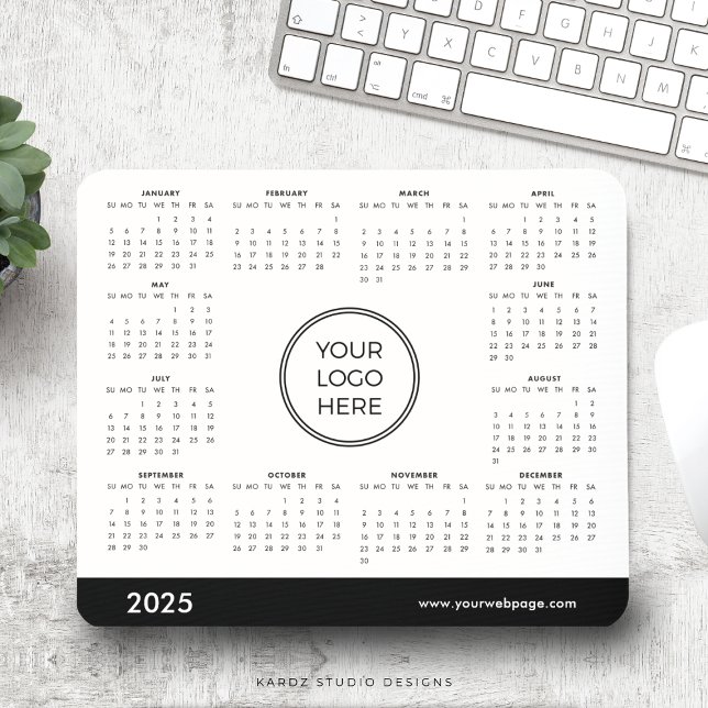 Mousepad Rato com Logotipo de Negócios do Calendário de 202 (Corporate simple modern calendar for 2025. Market your business, add logo and web page. Buy online.)