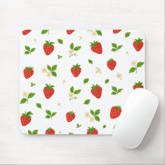 Mousepad Rato com padrão floral de morango, aquarela fofa