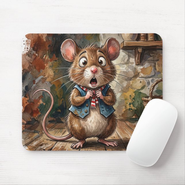 Mousepad Rato com uma Expressão de Surpresa  (Com mouse)