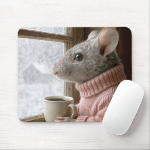 Mousepad Rato Com Uma Xícara de Café