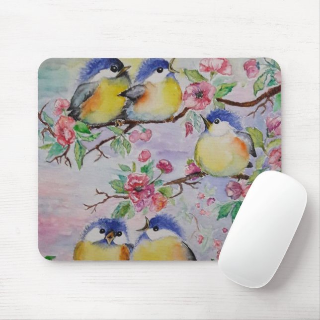 Mousepad Rato de Almofada de Pássaros da Primavera (Com mouse)