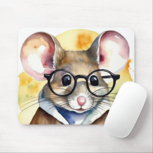 Mousepad Rato De Aquarela Com Óculos